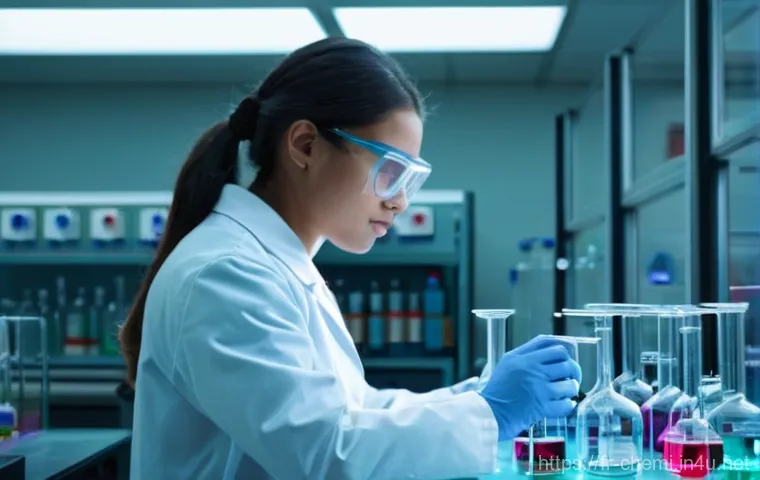 화학공학 실험 실기 과정 - **Prompt: The Meticulous Chemical Engineer**
"A highly focused chemical engineering student, wea...